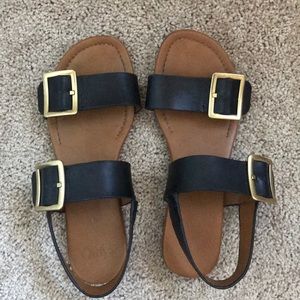 Double buckle black sandal